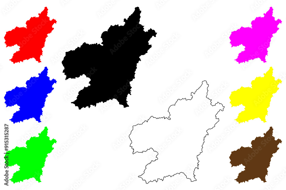 Ganzhou city (People's Republic of China, PRC) map vector illustration, scribble sketch Kanchow Prefecture-level city map Ganzhou city (People's Republic of China, PRC) map vector illustration, scribble sketch Kanchow Prefecture-level city map