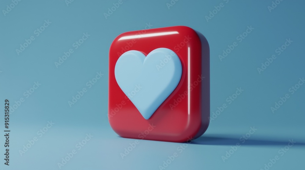 A 3D red square icon with a blue heart at its center, symbolizing connection and affection, set against a blue background. A 3D red square icon with a blue heart at its center, symbolizing connection and affection, set against a blue background.