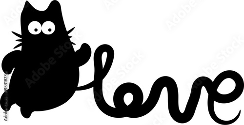 Black cat, love text