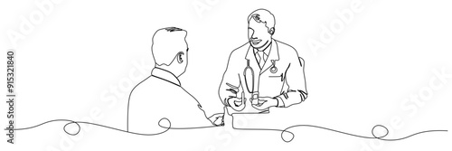 Line art doctor illustration background