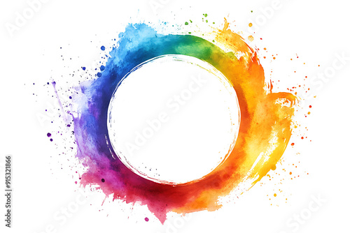 Spectrum Rainbow colors watercolor splash splatter stain brush strokes on white background. Modern vibrant aquarelle spot