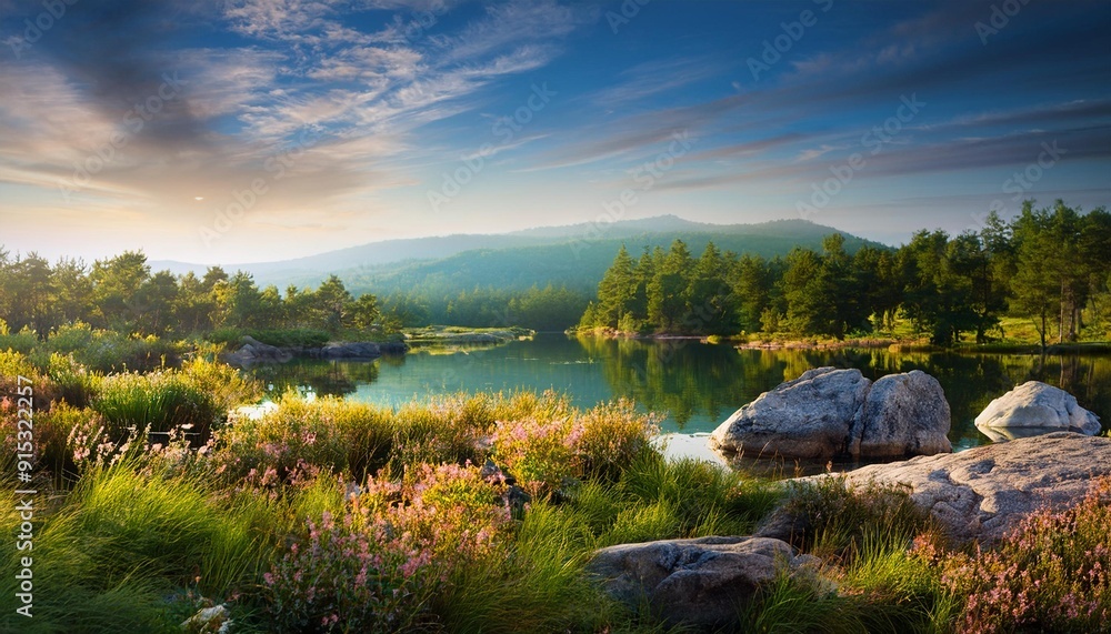 Serene sunset over the mountains.