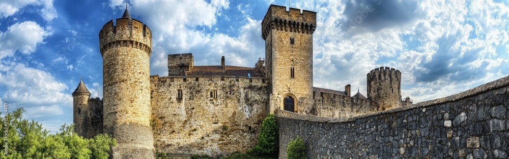 Mysterious Medieval Castle Under Moonlit Sky Mysterious Medieval Castle Under Moonlit Sky