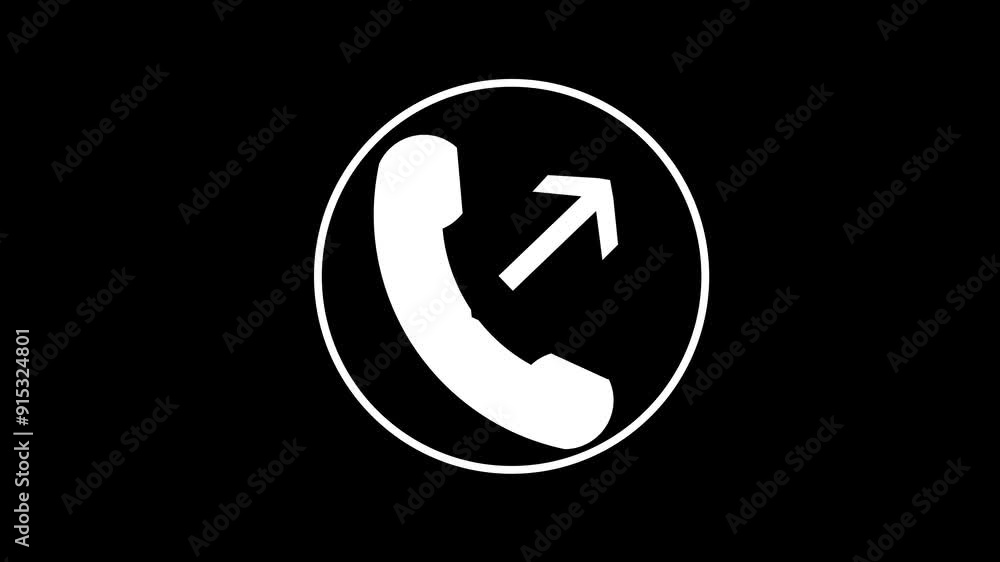 Outgoing call icon animation. and black background. Outgoing call icon animation. and black background.