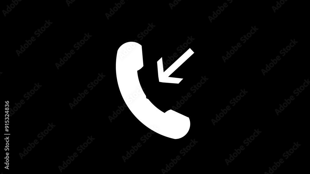 Incoming call icon animation on black background Incoming call icon animation on black background