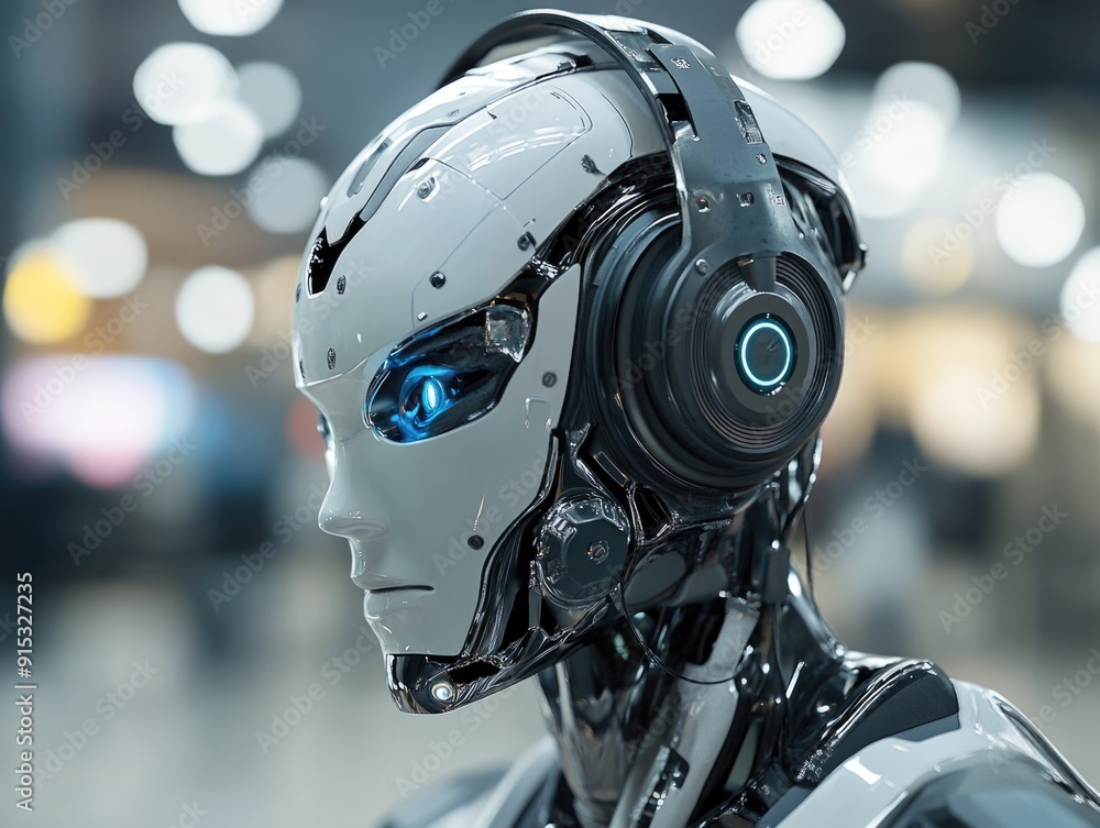 Robot Wearing Headphones Robot Wearing Headphones