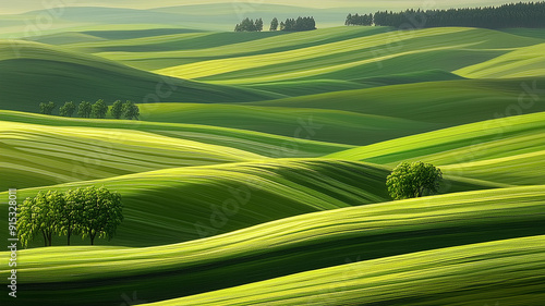 landscape with green field