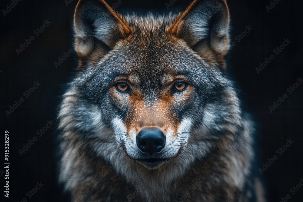 majestic adult wolf portrait on deep black background piercing eyes detailed fur texture and noble expression capture the wild beauty and strength of this iconic predator majestic adult wolf portrait on deep black background piercing eyes detailed fur texture and noble expression capture the wild beauty and strength of this iconic predator