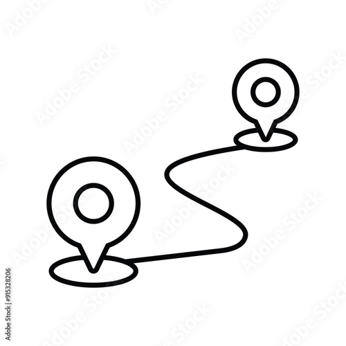 route location line icon with white background vector stock illustration