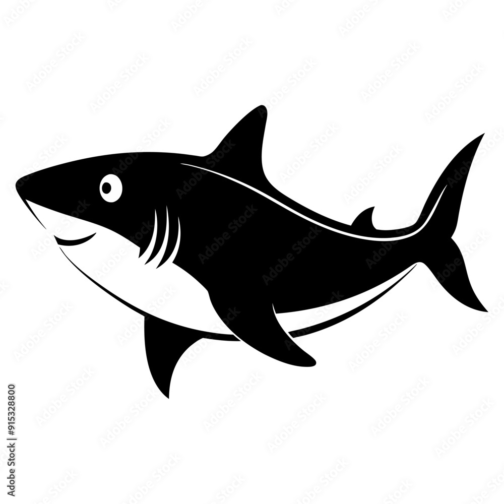 Fototapeta premium Smile Shark Life Beautiful Positive Message Monochrome Illustration