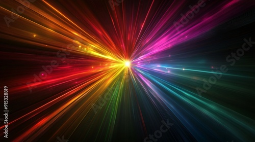 Vivid Abstract Radial Light Rays on Dark Background