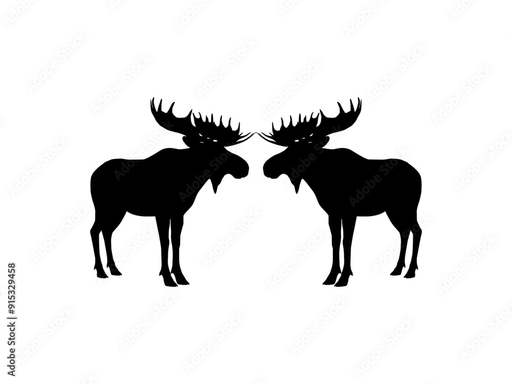 Silhouette of the Moose or Elk, largest and heaviest extant species of deer. Pair Animal. Flat style, can use for Logo Gram, Emblem, Animal Illustration, Pictogram, or for Graphic Design Element. Silhouette of the Moose or Elk, largest and heaviest extant species of deer. Pair Animal. Flat style, can use for Logo Gram, Emblem, Animal Illustration, Pictogram, or for Graphic Design Element.