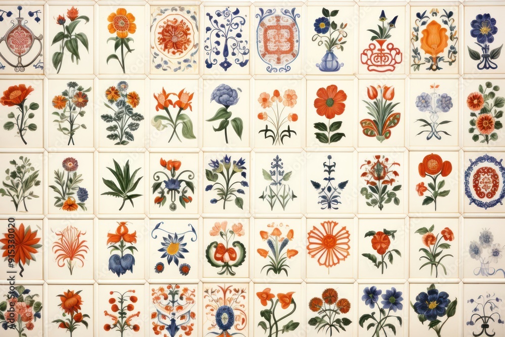 Flower tiles wall pattern backgrounds art. Flower tiles wall pattern backgrounds art.