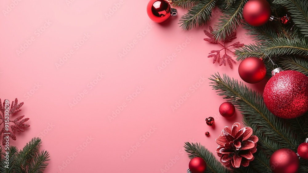 A christmas background with branches and decorative celebratory confetti. A christmas background with branches and decorative celebratory confetti.