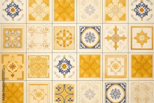 Pastel yellow tiles wall pattern backgrounds flooring. photo