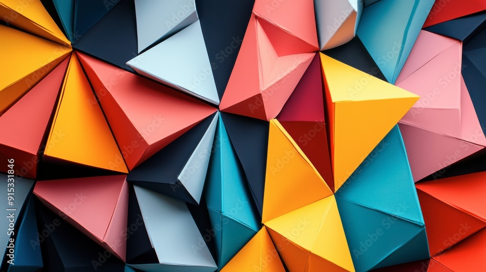A colorful paper cutout of a rainbow with triangles A colorful paper cutout of a rainbow with triangles