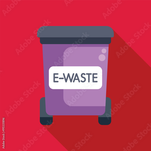 Purple e waste container reminding people to recycle their old electronics