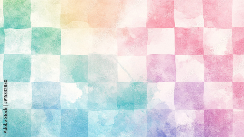 Fototapeta premium Pastel Watercolor: Checkered Paper Background