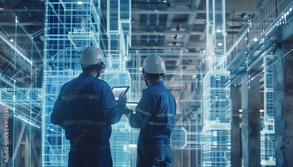 ภาพประกอบสต็อก Structural Engineering Analysis with Blueprints ...