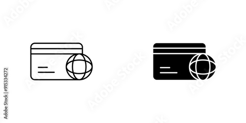 Global Debit Card Icon Set - Universal Payment Symbol for Worldwide Transactions, E-commerce, and Financial Services