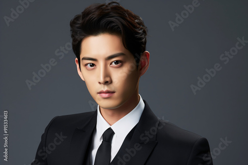 portrait of a professional Korean businessman. Company workers, manager, chairman. AI generated