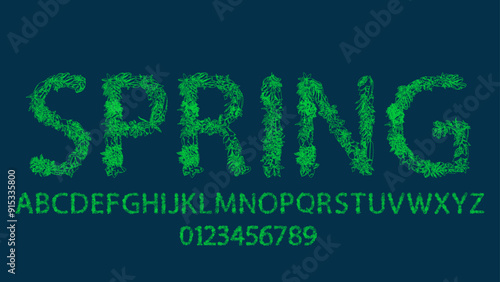 font alphabet A-Z, framework leaves motive, spring for example, suitable for nature and go green concept font, floral structure motive,	
