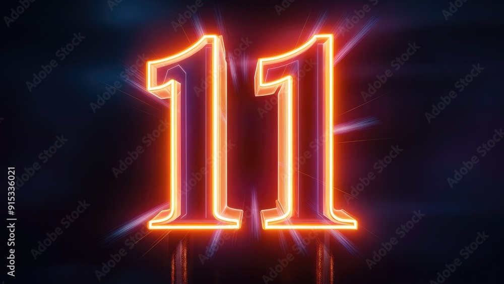 Illuminated Neon Number 11 on Dark Background Illuminated Neon Number 11 on Dark Background
