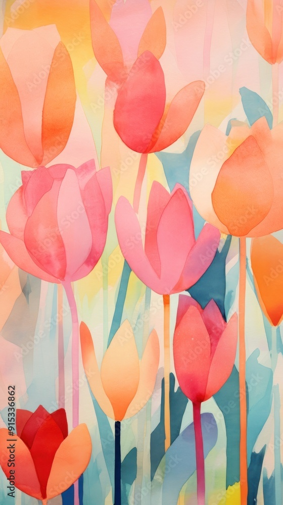 Tulip garden abstract painting flower. Tulip garden abstract painting flower.