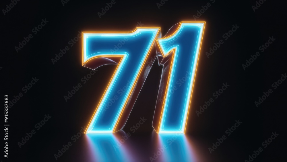Vibrant Neon Number 71 with a Glowing Effect on Dark Background Vibrant Neon Number 71 with a Glowing Effect on Dark Background