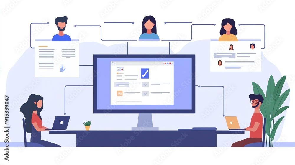 Remote Team Collaboration with Digital Interface.