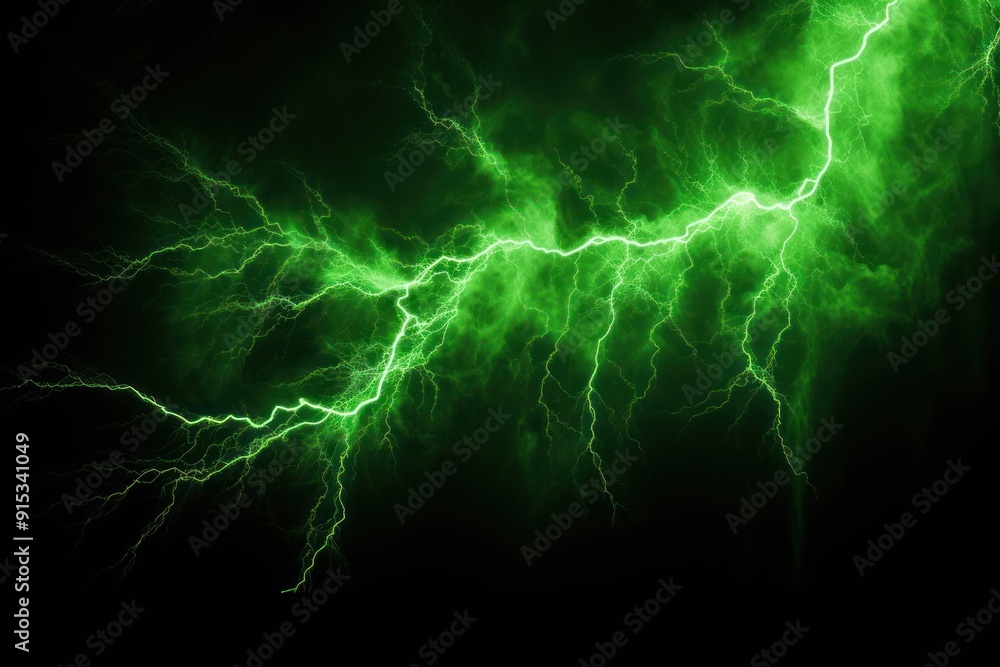 Fototapeta premium Green electric lightning bolt
