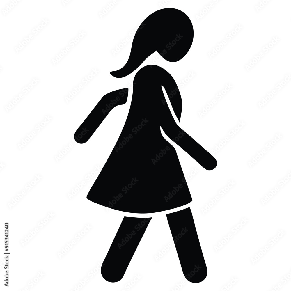 A girl walking silhouette illustration black color A girl walking silhouette illustration black color