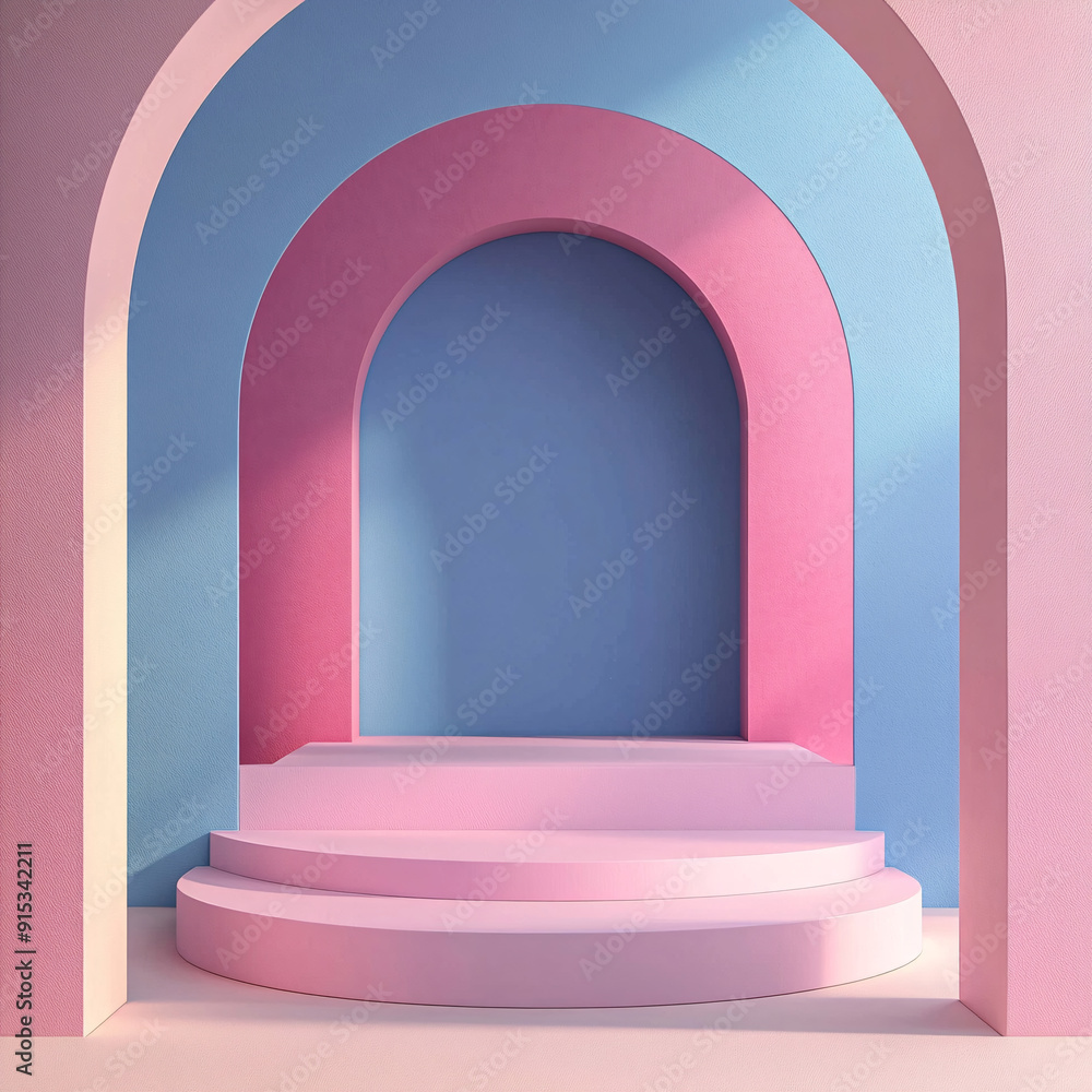 podium backdrop for product display with pastel and dreamy colors background