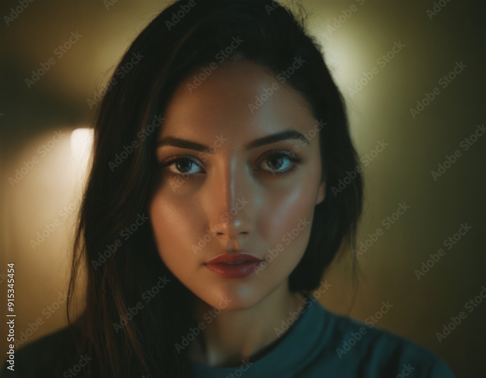 Woman with dark hair and brown eyes Woman with dark hair and brown eyes