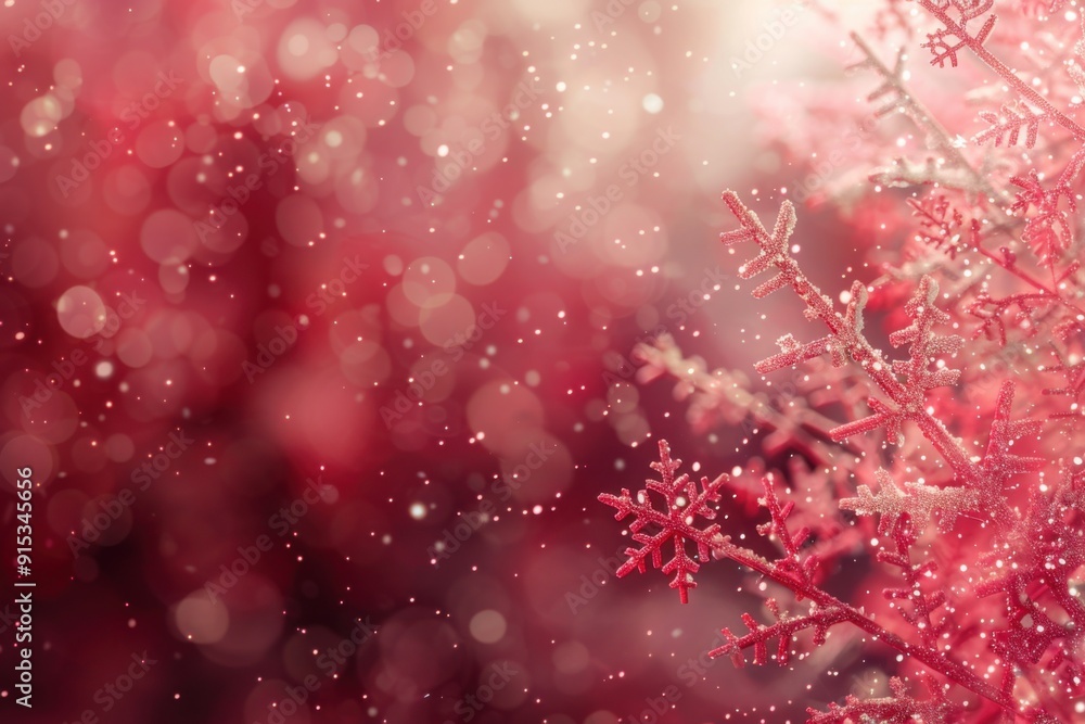 Red Snowflakes with Bokeh Lights: A Festive and Sparkling Christmas Display with Cozy Charm and Holiday Magic Red Snowflakes with Bokeh Lights: A Festive and Sparkling Christmas Display with Cozy Charm and Holiday Magic