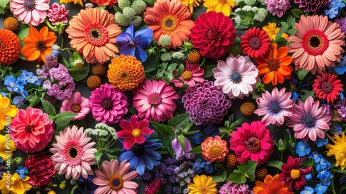 A vibrant floral arrangement showcasing a variety of colorful blossoms in a sunlit garden during springtime