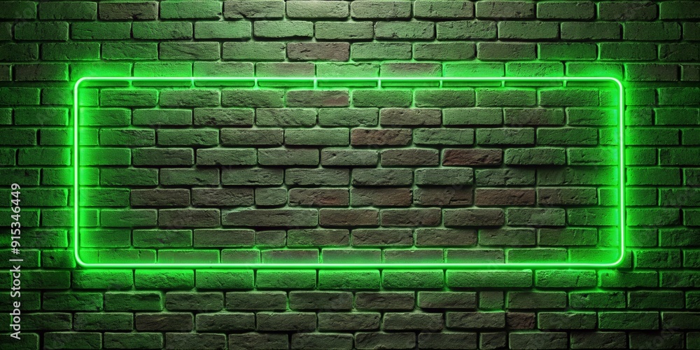 green neon light on a brick wall at night green neon light on a brick wall at night