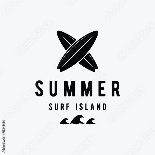 Summer Surfing california logo template retro vintage with surfboard and waves concept.Logo for label, summer holiday, business, badge.