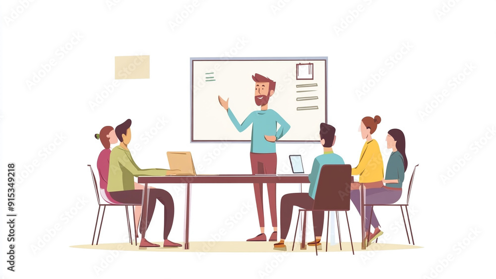 Corporate Training Session: Man Teaching at Whiteboard Corporate Training Session: Man Teaching at Whiteboard