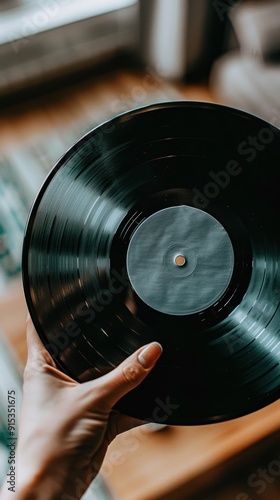 Hand holding a vintage vinyl record.