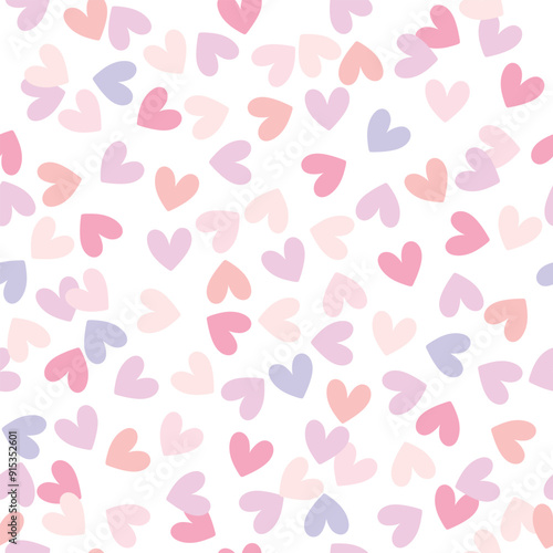 Wallpaper Mural Seamless pattern with pastel colorful hearts. Cute pattern, vector Torontodigital.ca