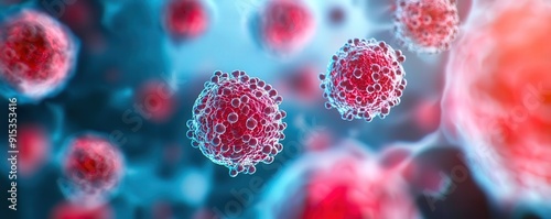 Breast cancer cells, holographic visualization, advanced medical technology