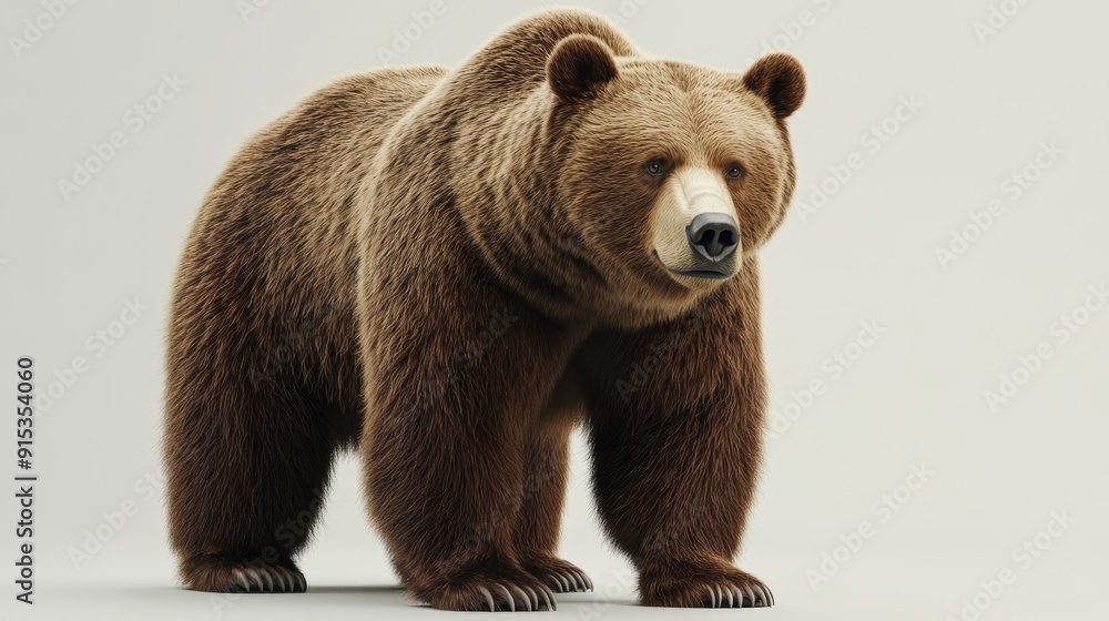 Fototapeta premium A Close-Up of a Brown Bear Standing on a White Background