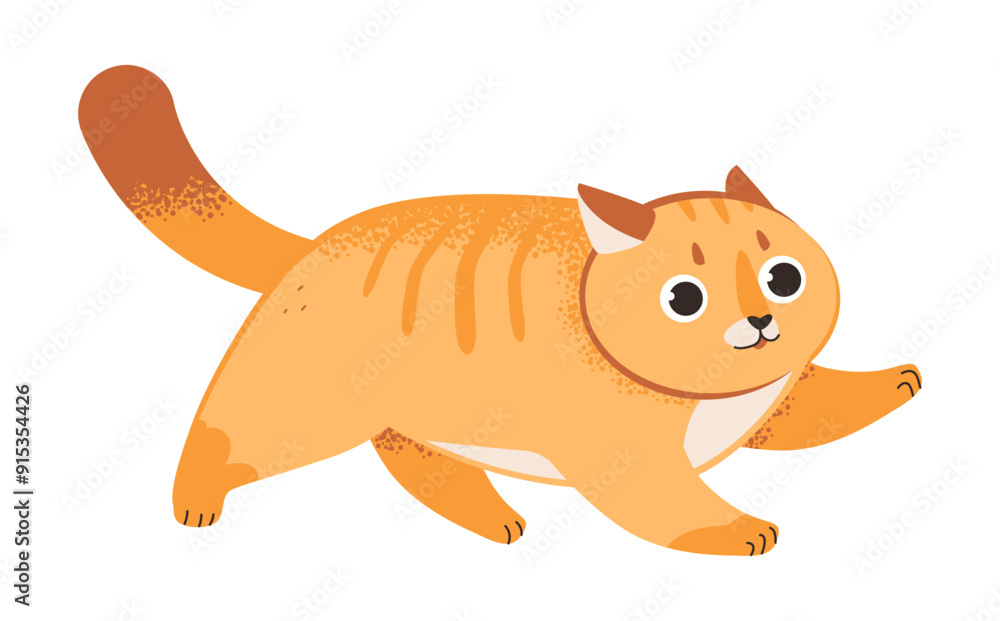 Cute ginger running cat. Red cat isolated on a white background. Flat vector illustration Cute ginger running cat. Red cat isolated on a white background. Flat vector illustration