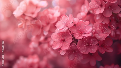 Beautiful blooming cherry blossoms in a serene garden during springtime at sunset