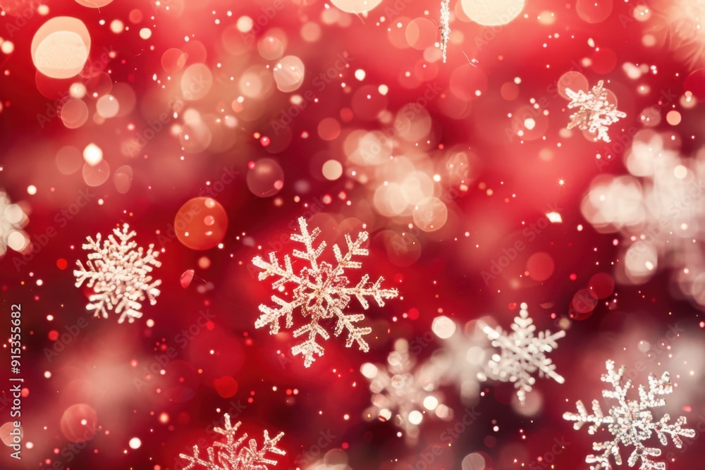 Red Snowflakes with Bokeh Lights: A Festive and Sparkling Christmas Display with Cozy Charm and Holiday Magic Red Snowflakes with Bokeh Lights: A Festive and Sparkling Christmas Display with Cozy Charm and Holiday Magic