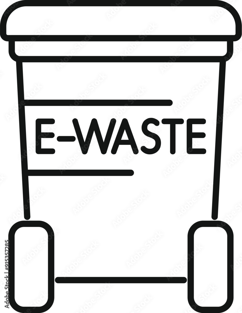 Line art illustration of an e waste container emphasizing the importance of proper electronic waste management Line art illustration of an e waste container emphasizing the importance of proper electronic waste management