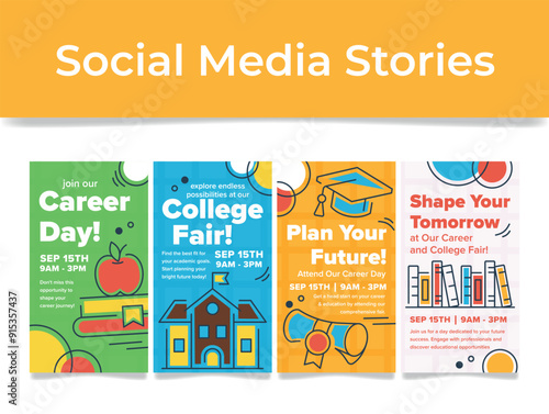 Attractive promotional materials for the Story Career College Fair showcasing the diverse employment opportunities