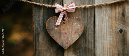 Wooden heart ornament with ...