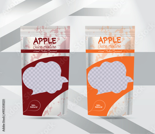 apple juice product packaging stand up pouch design